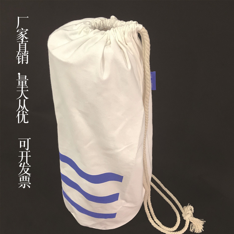 桶状圆柱形帆布包 可调节手提长度的束口大容量被服环保帆布袋子