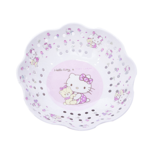Fashionable cartoon household round hole fruit plate, foreign trade hot-selling creative snack plate, manufacturer melamine tableware wholesale