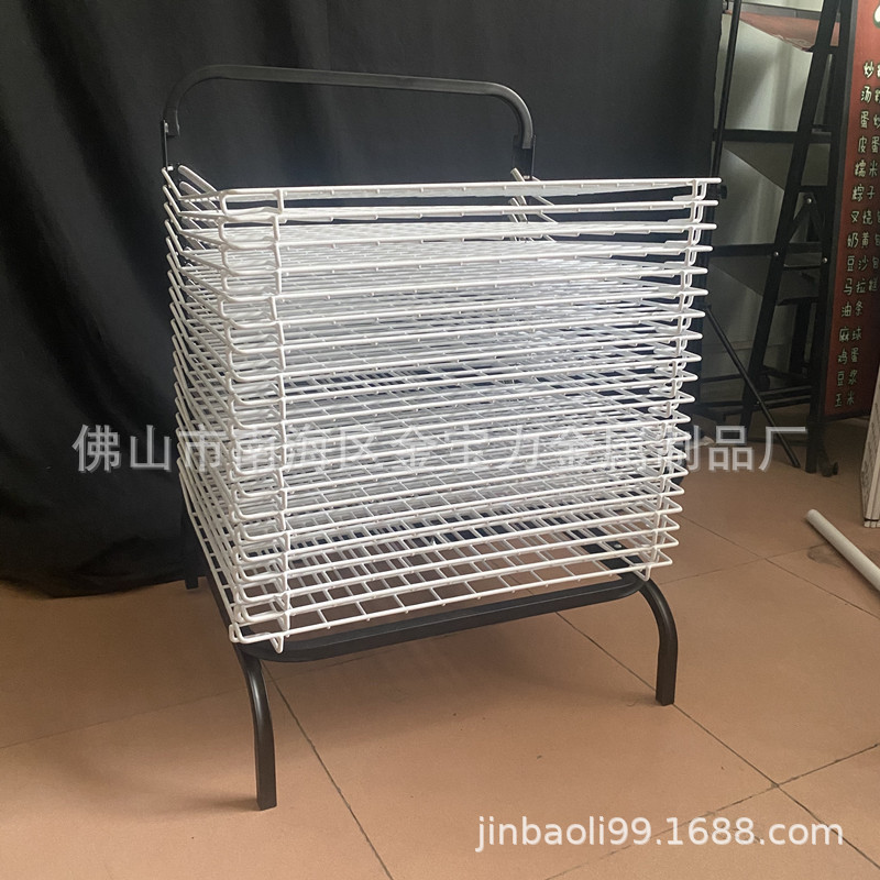 厂家直销金属管喷粉铁线浸塑油画晾干千层可折叠20层晾画架