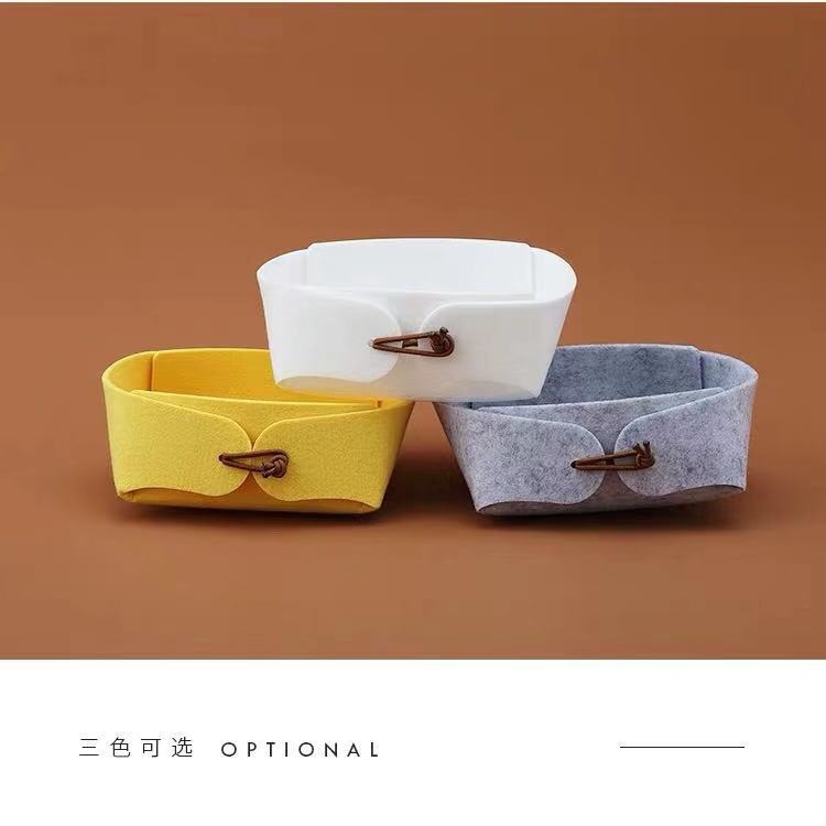 Caja de almacenamiento de escritorio de fieltro plegable de estilo japonés bandeja de almacenamiento de artículos diversos del hogar cesta de almacenamiento caja de almacenamiento