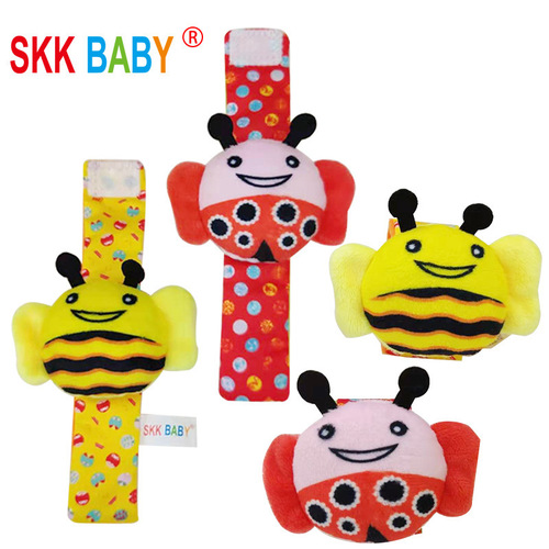 SKKbaby baby watch with wrist rattle toy, early education toy, baby soothing band with ringing paper sock set toy