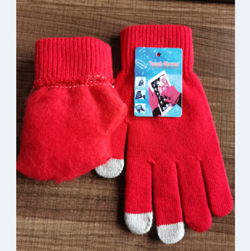 Shunzun Knitting Factory suministra directamente guantes a rayas para teléfonos móviles con pantalla táctil, guantes abrigados con pantalla táctil de acrílico de invierno