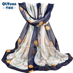 Spring New Colorful Chain Embroidered Chiffon Silk Scarf Wholesale Yiwu Women's Scarf Cross-border Supply