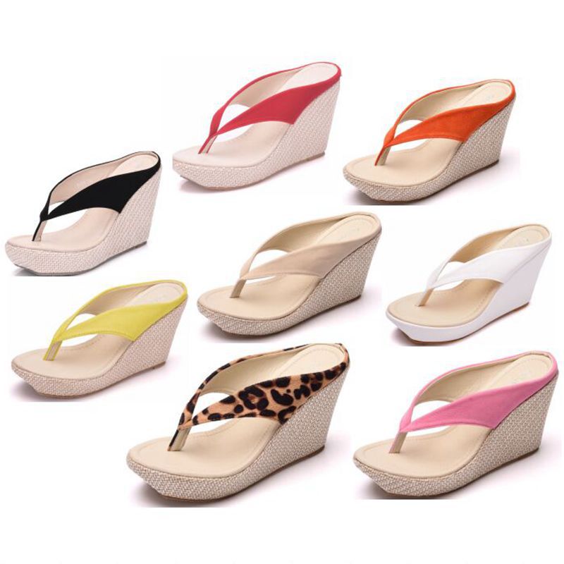 Foreign trade plus size wedge slippers platform beach sandals Flip-Flops flip-flops thick-soled platform platform flip-flops