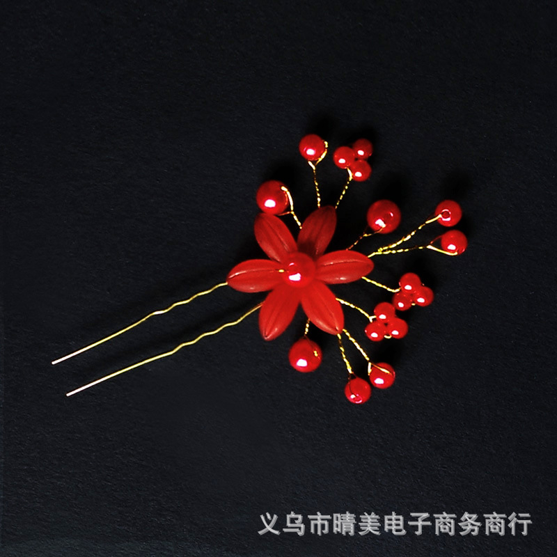 Venta caliente nupcial pelo tenedor perla flor accesorios para el cabello diamante incrustado PIN en forma de U clip horquilla cabeza joyería pieza única