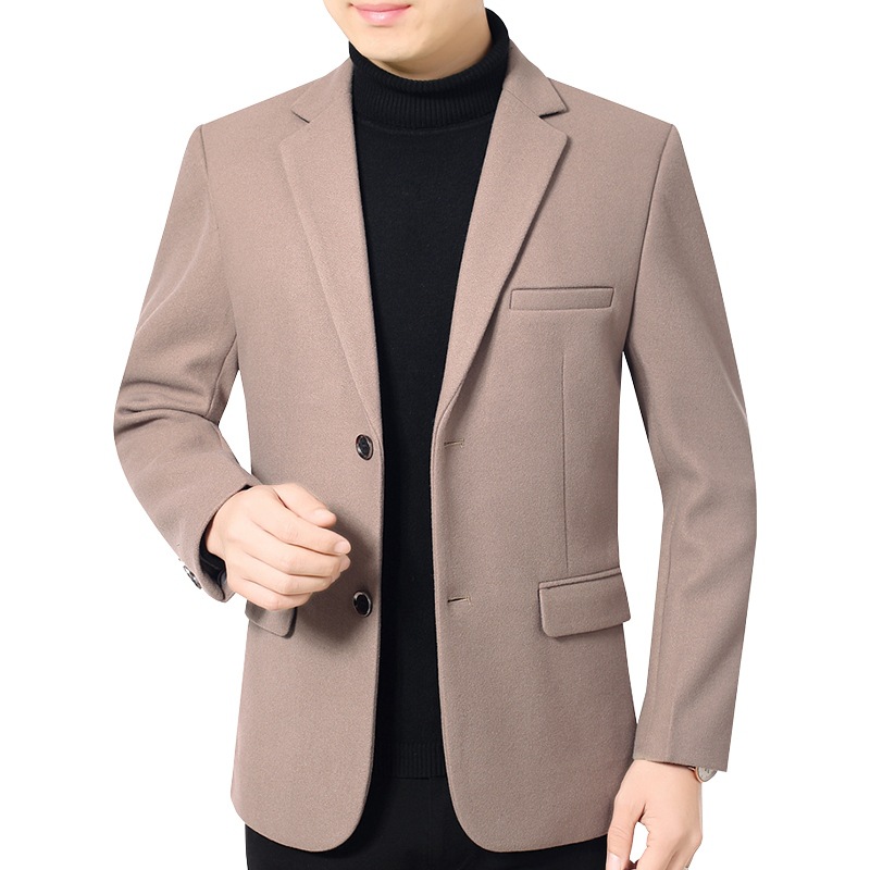 2023 primavera y otoño nueva chaqueta de traje de hombre de mediana edad casual sin planchar chaqueta de papá de hombre traje de lana
