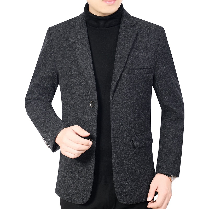 2023 primavera y otoño nueva chaqueta de traje de hombre de mediana edad casual sin planchar chaqueta de papá de hombre traje de lana