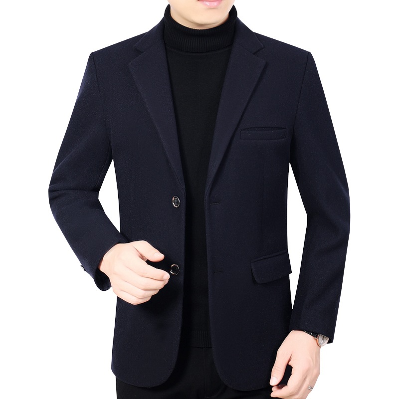 2023 primavera y otoño nueva chaqueta de traje de hombre de mediana edad casual sin planchar chaqueta de papá de hombre traje de lana