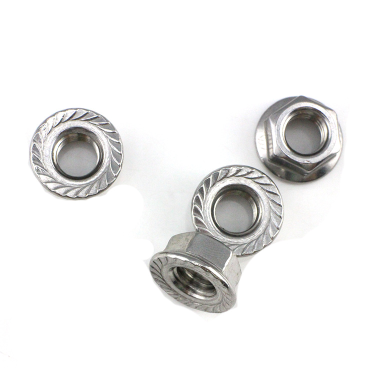 厂家供应304不锈钢高强度法兰防松螺母六角法兰螺帽六角法兰螺母