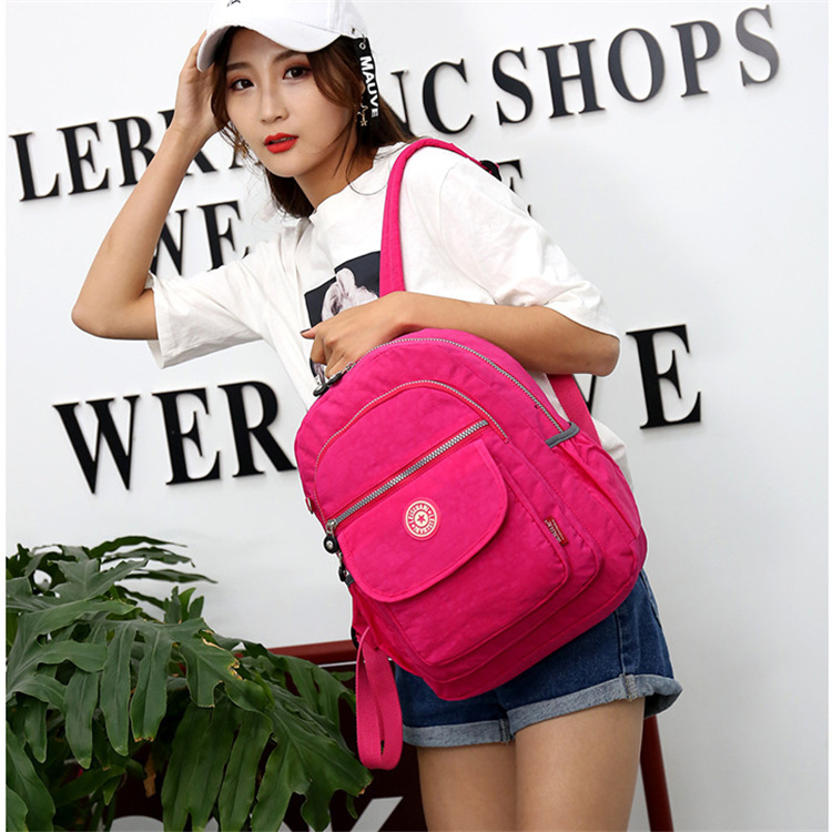 Large Capacity Backpack New Women's Lightweight Printed Backpack Washed Oxford Cloth Schoolbag Casual Travel Bag Printed