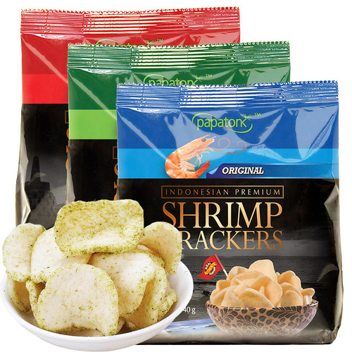 Southeast Asian Leisure Snacks, Indonesian Import Papatonk Pah-pah-tong Shrimp Chips, Bestselling Puffed Snack 40g
