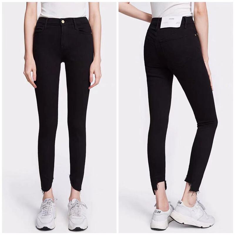 Europe and the United States 2020 Spring ankle slimming Frame with black high waist tight feet jeans women