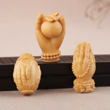 黄杨木雕刻车挂饰品莲花佛手吊坠钥匙扣手工配件根雕工艺品