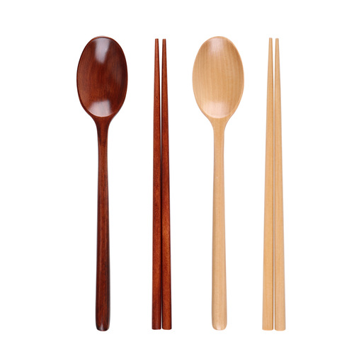 yfjy Korean cooking spoon chopsticks tableware set wooden lunch spoon chopsticks portable household tableware wholesale