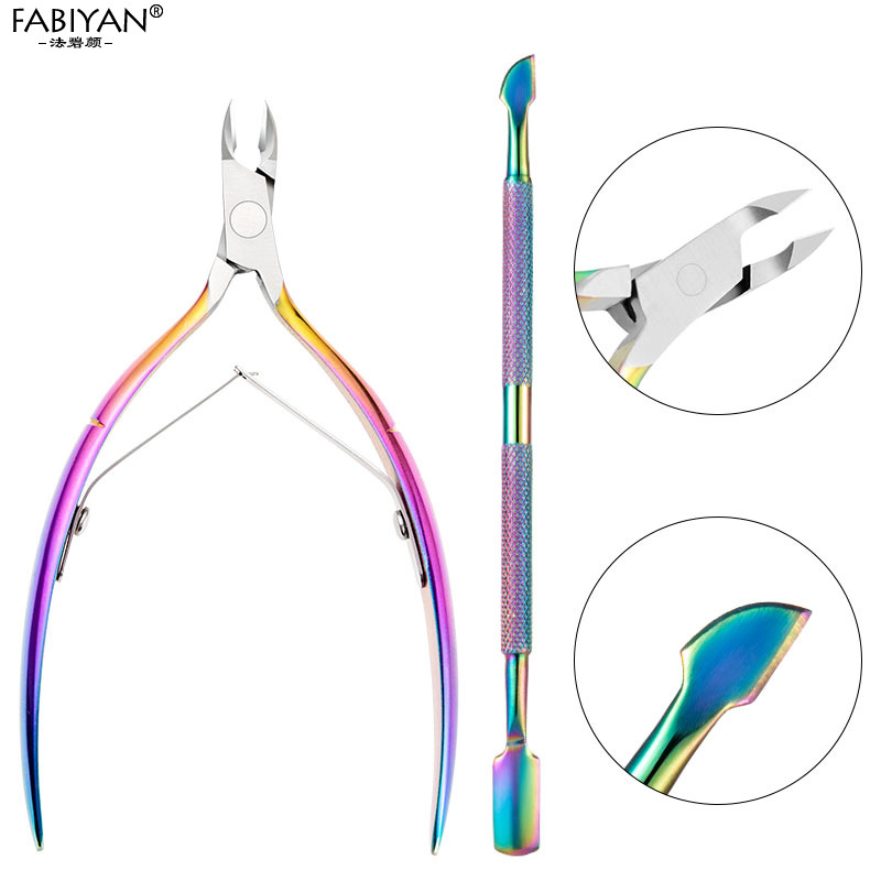 Fábrica en stock tijeras de piel muerta de acero inoxidable traje cortaúñas alicates de piel muerta cortaúñas de acero de doble cabeza herramientas de recorte