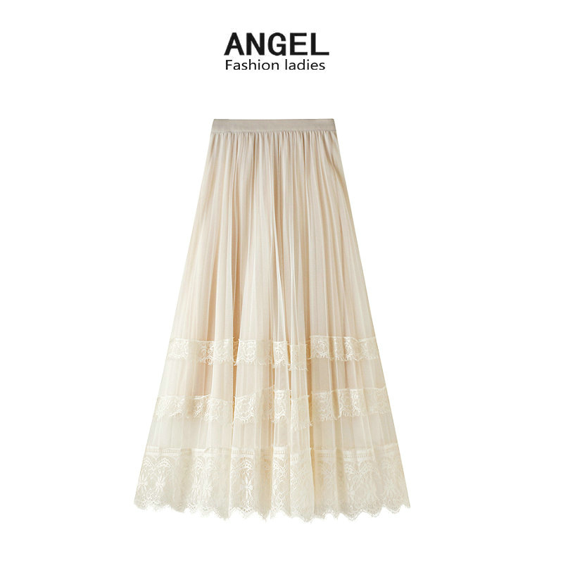 Lace pleated skirt