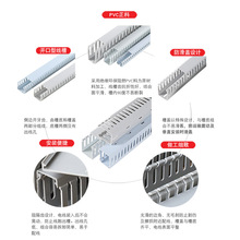 PVC塑料开口U型阻燃工业走线槽配电箱配电柜控制箱卡线槽50*50mm