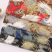 厂家直销纯棉平纹烫金布 300g日式和风仙鹤烫金活性印花面料 批发