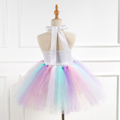 Children's clothing wholesale tutu skirt sequined mesh hand tied girl dress performance unicorn children's dress dress princess dress