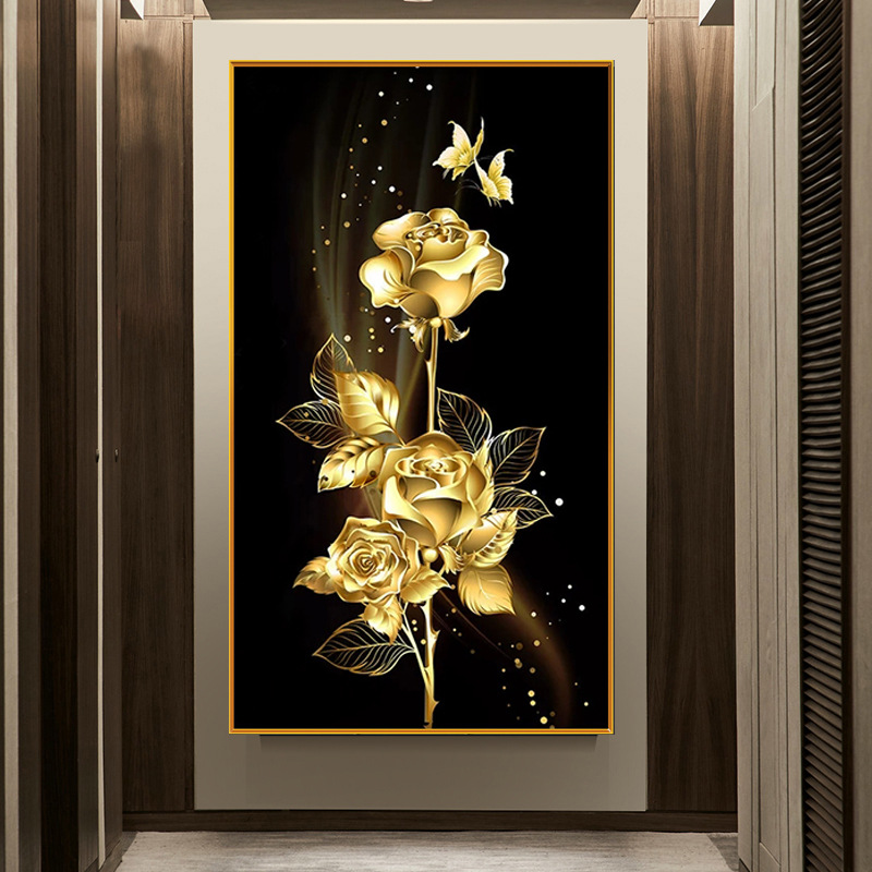 New golden rose handmade diamond painting embroidery bedroom living…