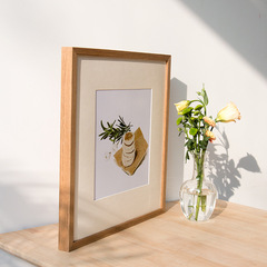 Custom wooden square picture frame with outer frame for Chinese painting and calligraphy, wall hanging, available in any size