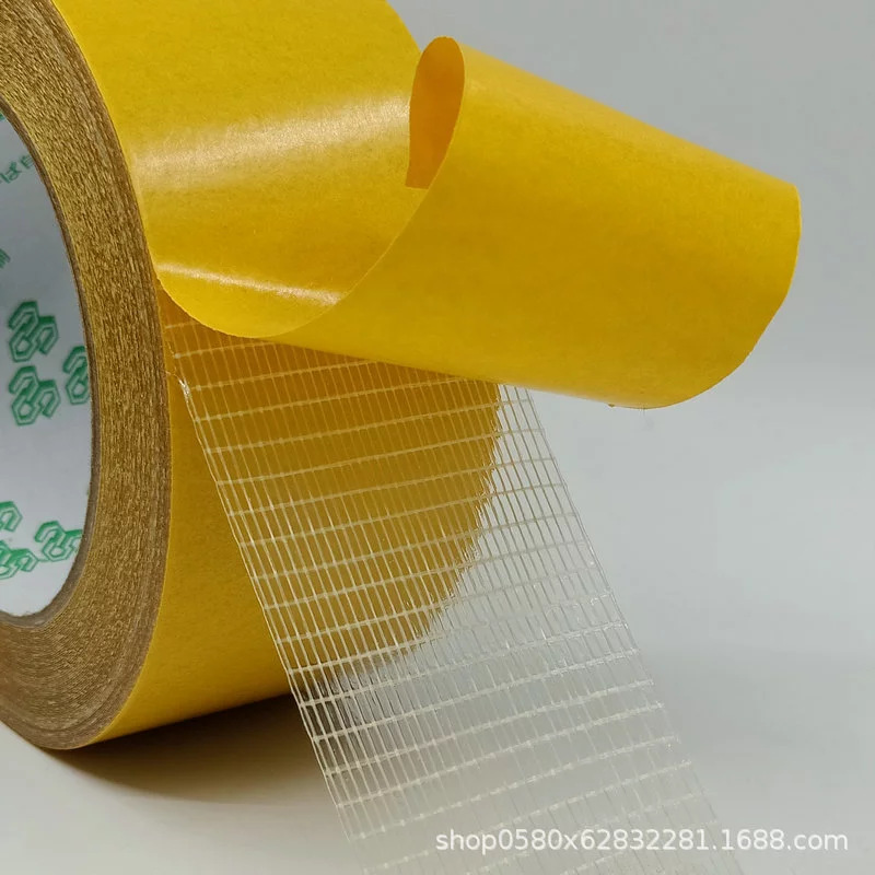 Cinta de fibra de vidrio piso fuerte pegamento piso cuero Super pegajoso Cruz malla de fibra cinta de malla de doble cara