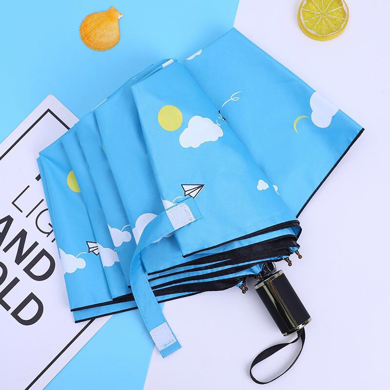 【Nuevo modelo】Paraguas de doble uso totalmente automático para sol y lluvia, protección UV, estilo de dibujos animados, diseño fresco, paraguas de tres pliegues para hombres y mujeres.