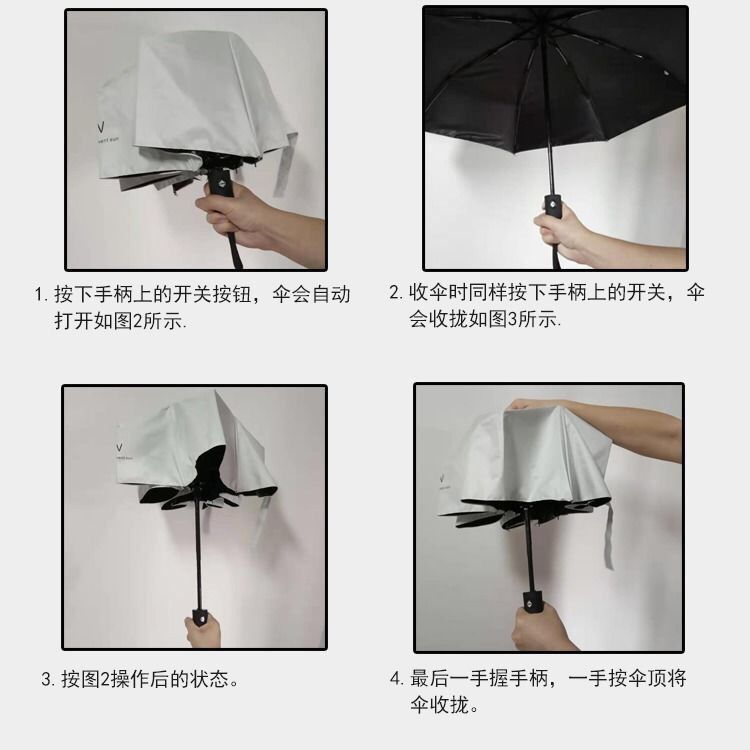 【Nuevo modelo】Paraguas de doble uso totalmente automático para sol y lluvia, protección UV, estilo de dibujos animados, diseño fresco, paraguas de tres pliegues para hombres y mujeres.
