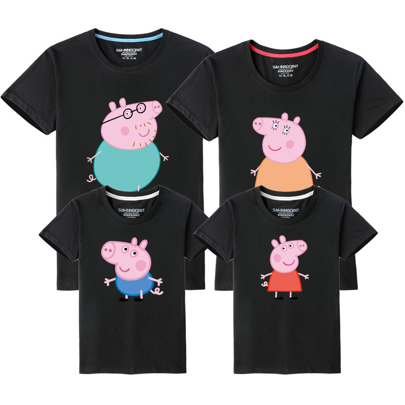 Verano de manga corta de tres piezas de algodón ropa para niños pareja padre-hijo cuello redondo hombres y mujeres media manga camiseta ropa de grupo