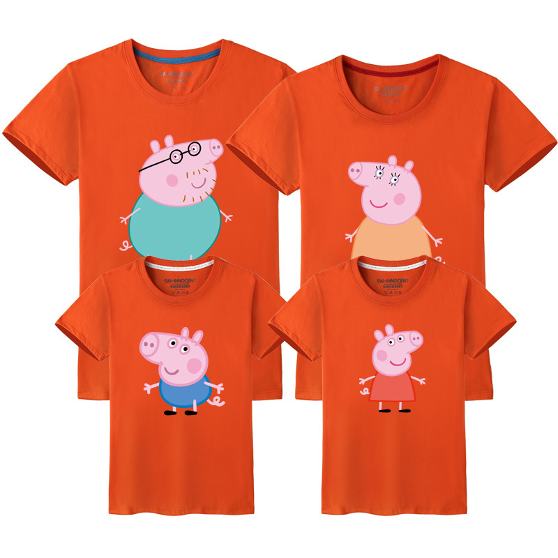 Verano de manga corta de tres piezas de algodón ropa para niños pareja padre-hijo cuello redondo hombres y mujeres media manga camiseta ropa de grupo