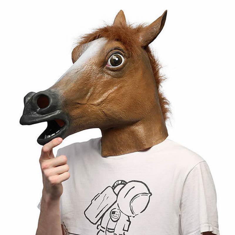 Halloween Animal Horse Male Bojack Mask Brown Horse Head Headgear Shake Tone Same Style Dog Ma Jun Latex Headgear