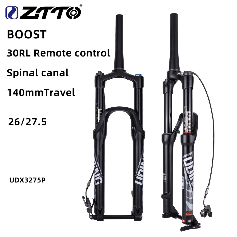 Bicicleta de montaña horquilla delantera 27,5 Taper tubo de control de alambre barril eje carrera 140 aleación de magnesio tenedor de aire con cerradura horquilla delantera