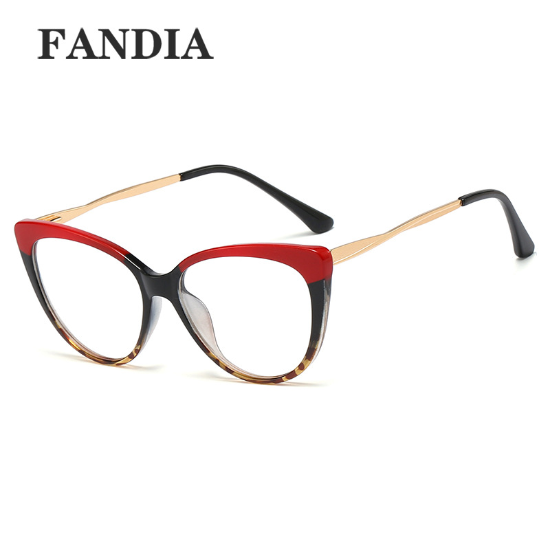 TR92388 metal primavera pierna gato marco anti-azul gafas de luz con gafas de miopía marco TR90 gafas lisas para las mujeres
