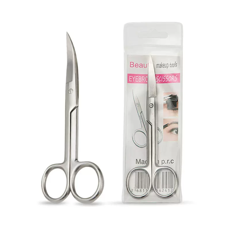 厂家批发不锈钢修眉剪刀 弯头线头剪鼻毛剪裁缝剪阳江美容工具