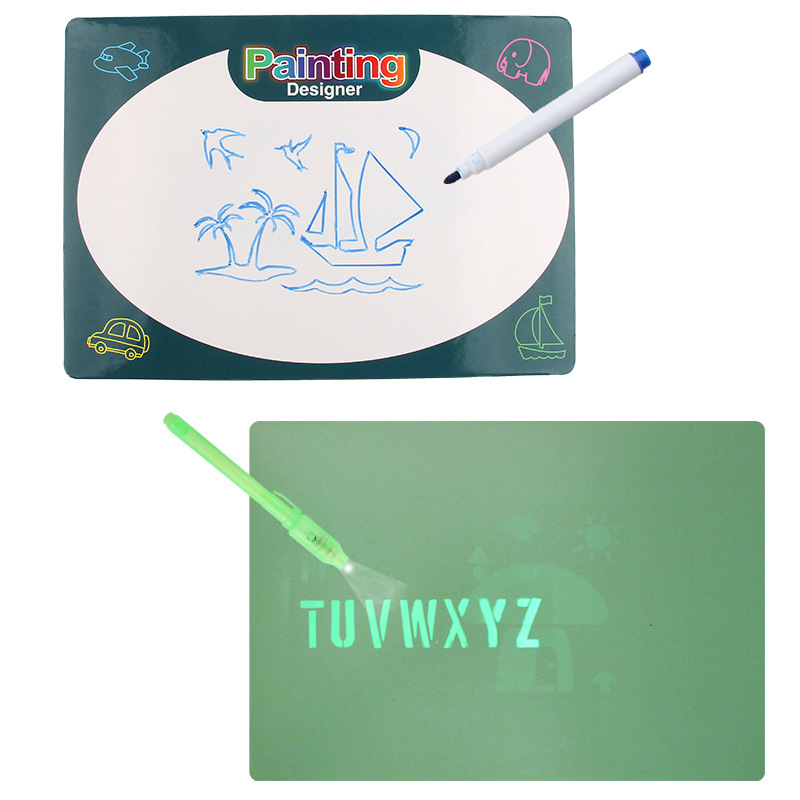 Tablero de escritura mágico para niños transfronterizos Libro fluorescente borrable Tablero de dibujo multifuncional dos en uno Tablero luminoso de graffiti luminoso