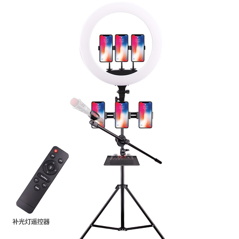 Fotografía de transmisión en vivo 18 pulgadas belleza anillo de luz soporte de selfie teléfono móvil al por mayor trípode portátil lámpara de luz