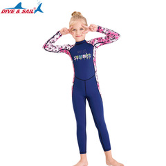 New children's swimsuit, girls' one-piece long-sleeved swimsuit, baby sun protection swimsuit, middle school students, students, quick-drying diving suit
