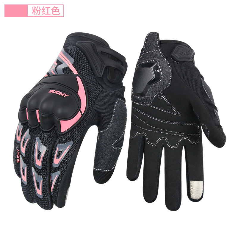 Guantes de motocicleta de verano de malla delgada transpirable cuatro estaciones de motocicleta jinete anticorrupción de carreras de cross-country hombre dedos completos