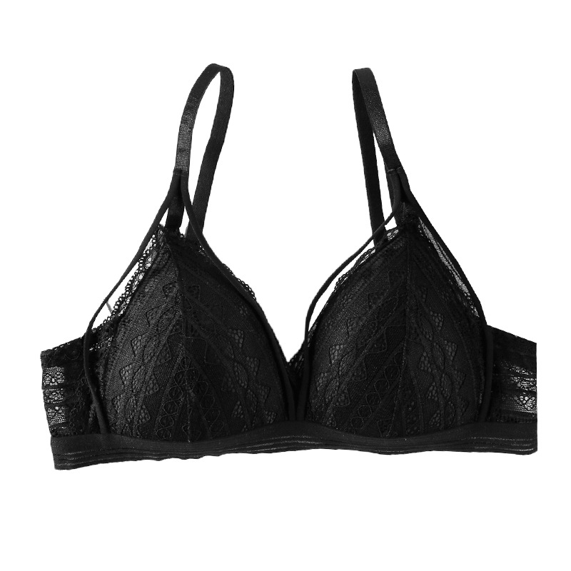 Ropa interior de una sola pieza sujetador inalámbrico para mujer pecho grande pequeño triángulo sexy correa de encaje push up bra