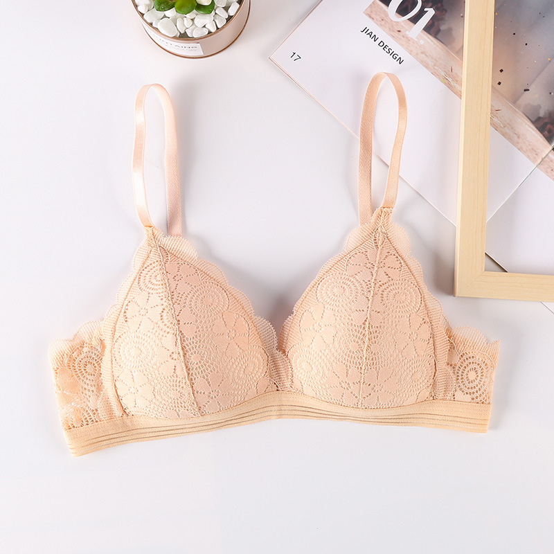 Ropa interior de primavera mujer sexy encaje belleza espalda push up suave piel-friendly chica inalámbrica sujetador de una sola pieza de entrega