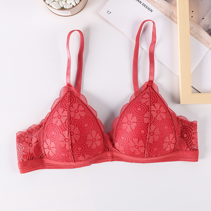 Ropa interior de primavera mujer sexy encaje belleza espalda push up suave piel-friendly chica inalámbrica sujetador de una sola pieza de entrega