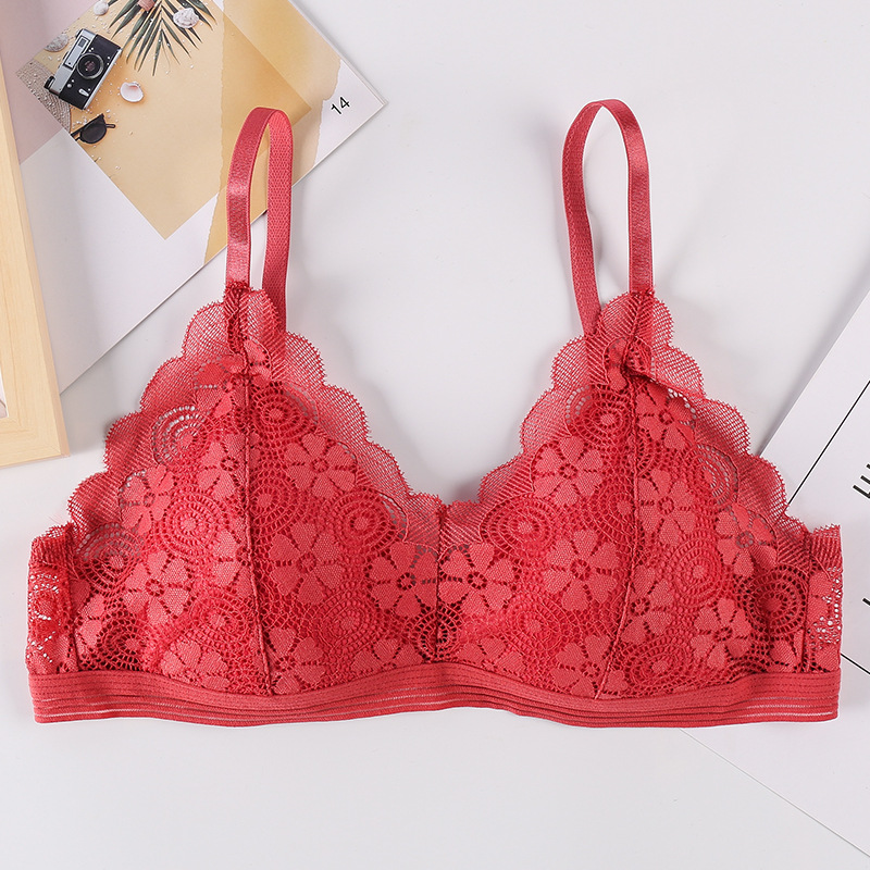 Nueva Correa simple sujetador de las mujeres belleza encaje trasero sin anillo de acero ropa interior de niña cómoda entrega de una pieza