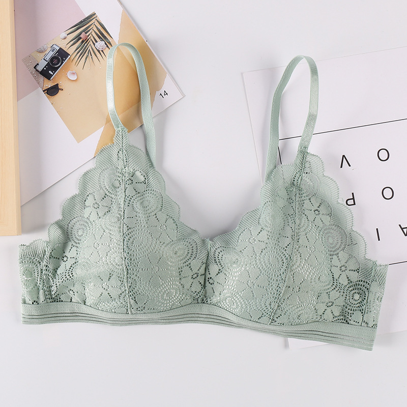 Nueva Correa simple sujetador de las mujeres belleza encaje trasero sin anillo de acero ropa interior de niña cómoda entrega de una pieza