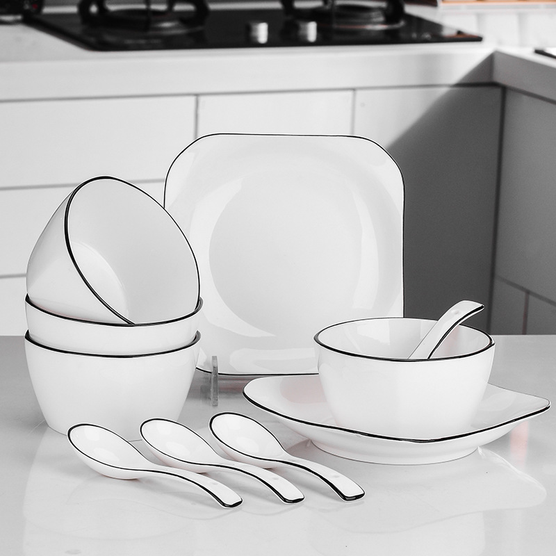 Bowl and dish set bowl and plate household tableware light luxury Nordic internet celebrity ins modern simple bowl and chopsticks combination high-end