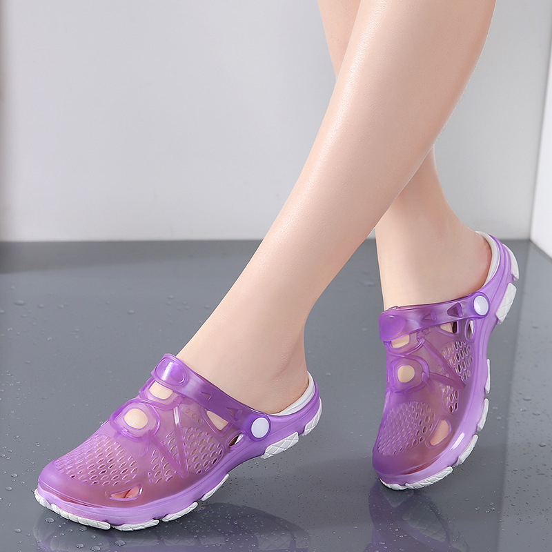 Zapatillas transfronterizas sandalias de mujer 2023 de verano para mujer en línea zapatos de agujero de celebridades pareja punta cerrada medias zapatillas Sandalias de playa hombres