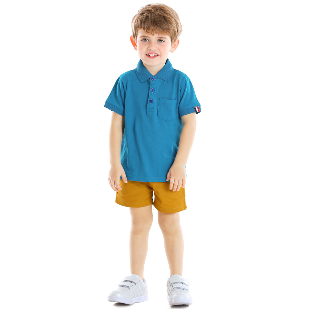 Ropa para niños 2025 ropa de verano para niños comercio exterior polos de verano camiseta de manga corta pantalones cortos traje clothing