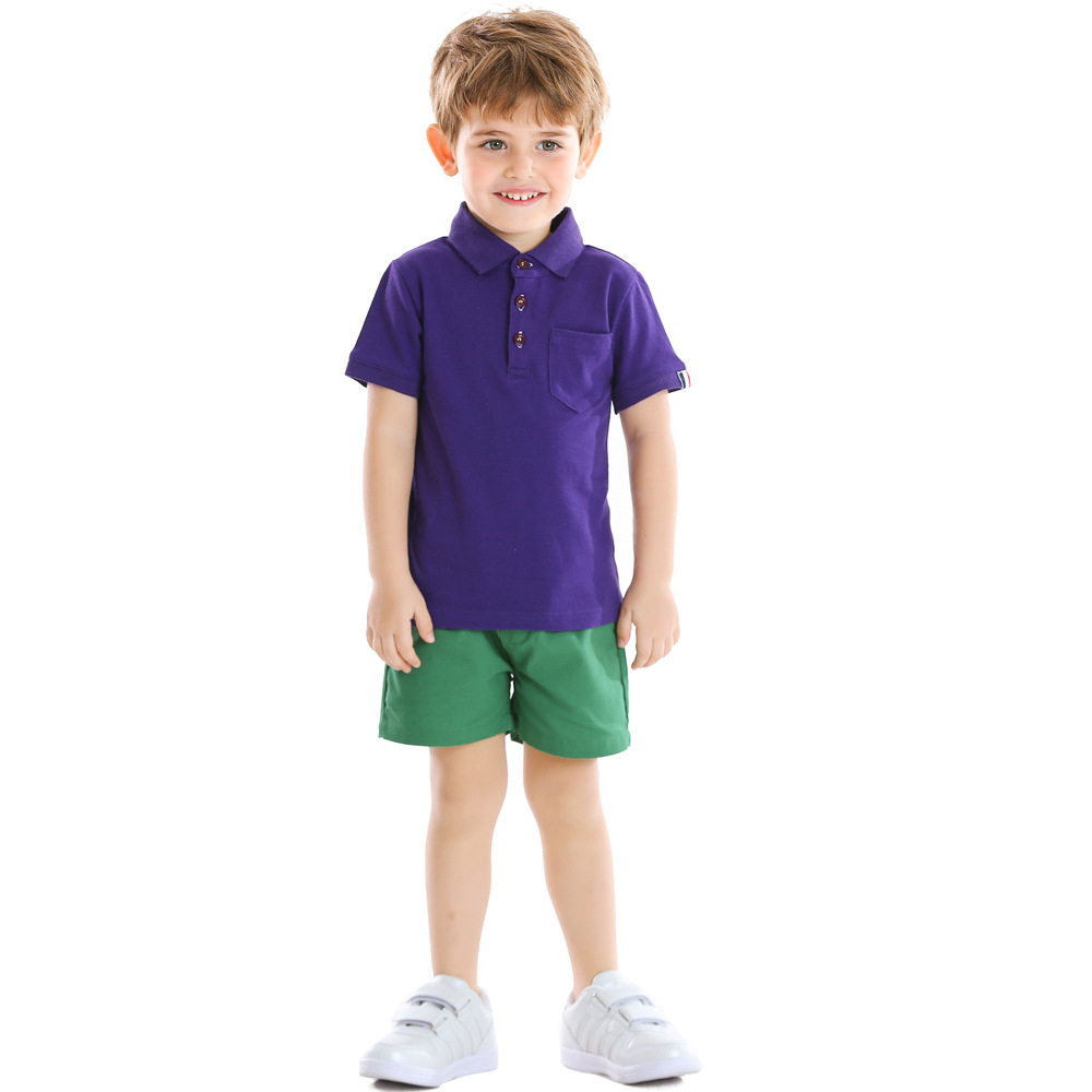 Ropa para niños 2025 ropa de verano para niños comercio exterior polos de verano camiseta de manga corta pantalones cortos traje clothing