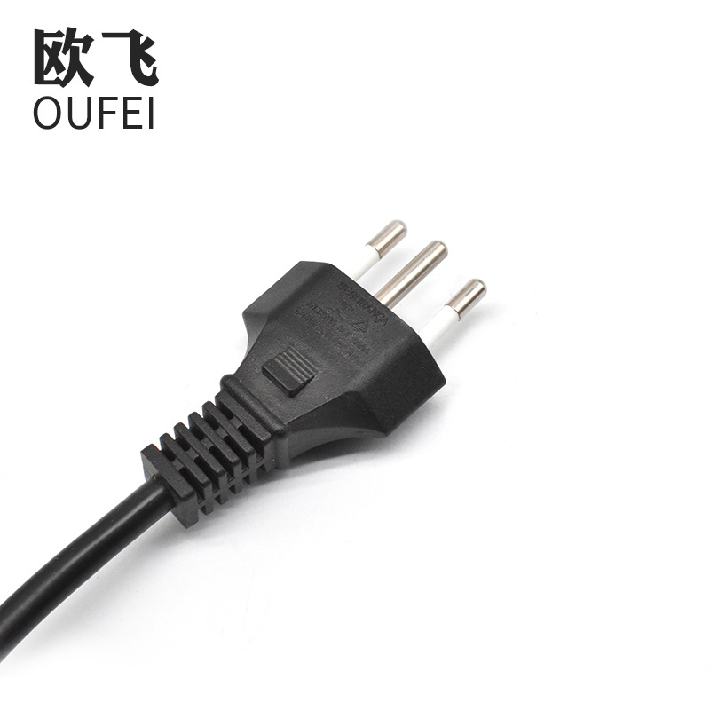宁波制造三插巴西标品字尾插头线巴西规准电源线 UC三脚电源线