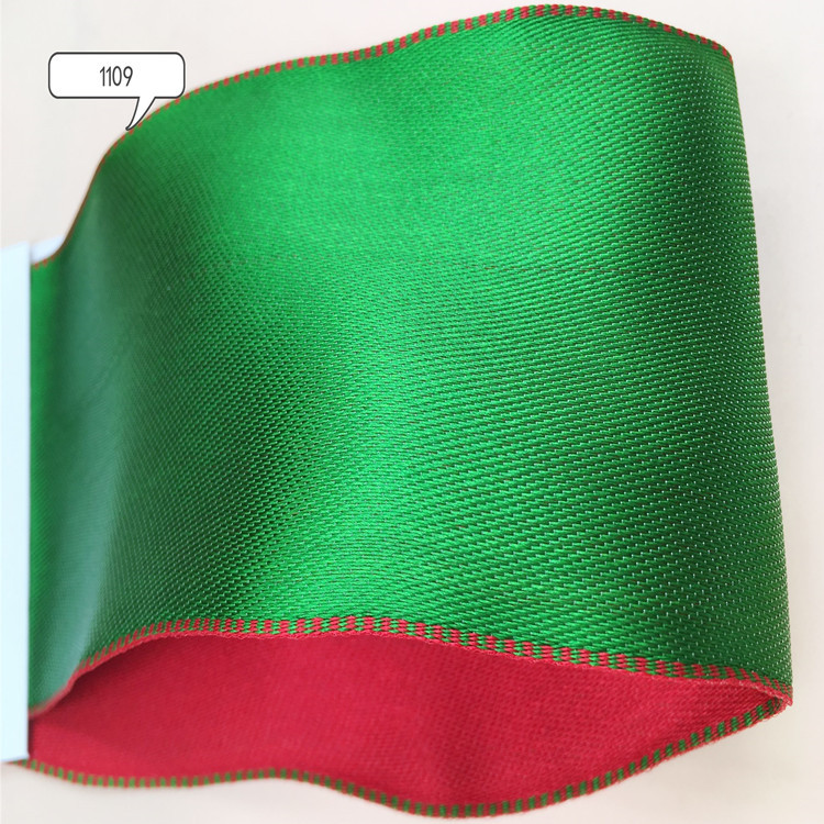 63MM跨境手工DIY铁丝边圣诞装饰织带 礼品礼盒花篮圣诞树包装丝带