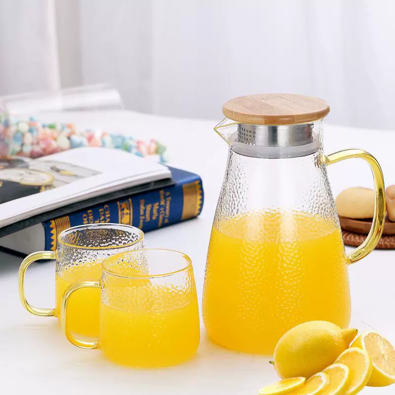 Teapot, set for home use, glass, explosion-proof iced tea, increased thickness